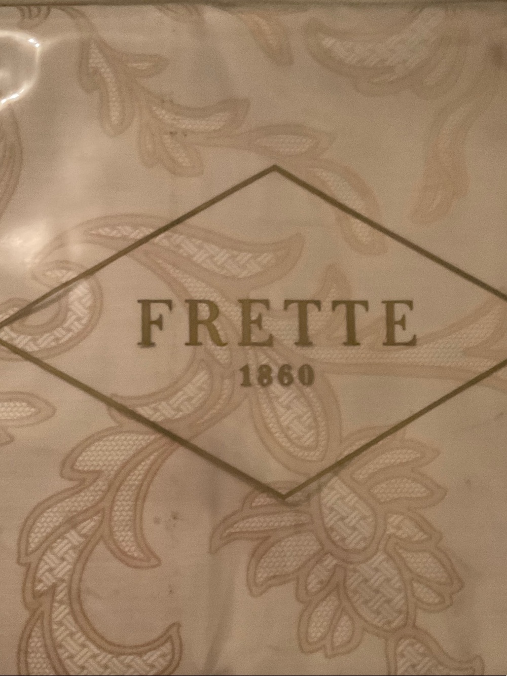NWT FRETTE KING DUVET COVER BEIGE CARAMEL ELEGANT PATTERN